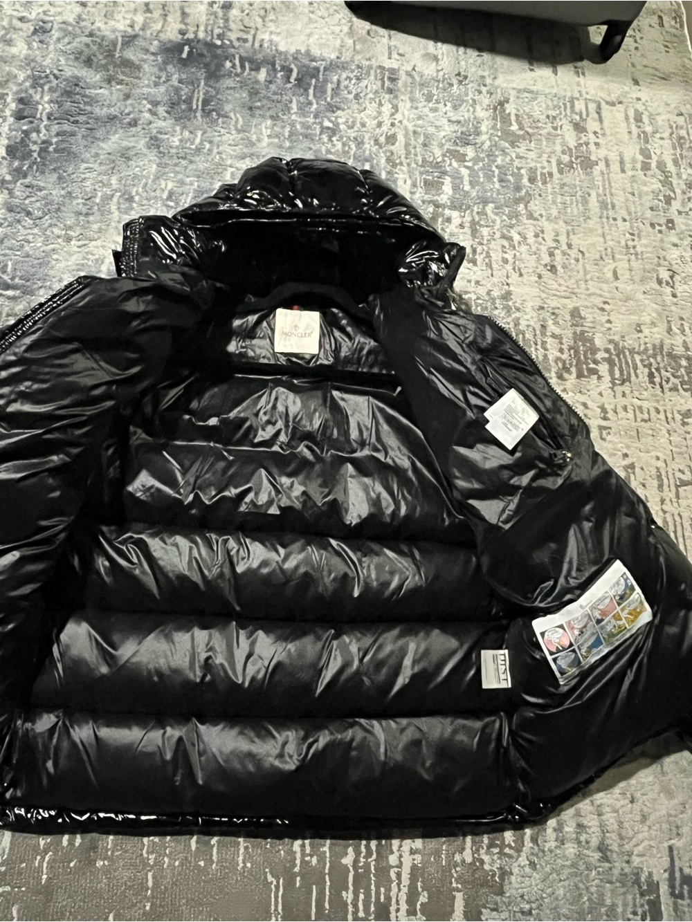 Moncler Glossy Black Quilted Puffer Jacket with Hood